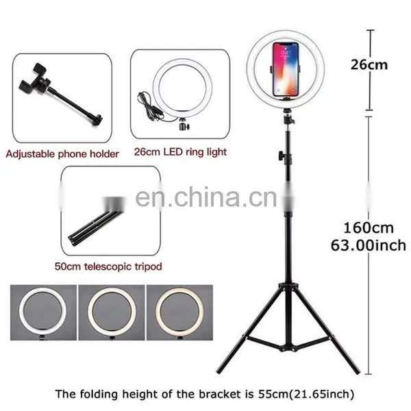10 Pulgadas 26 cm Tiktok YouTube Videos Para Grabar Maquillaje Aro de Luz Led Con Tripod photo-6