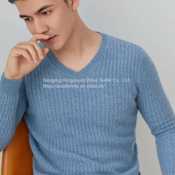 100% Cashmere Men′s V-Neck Pullover Sweater photo-4
