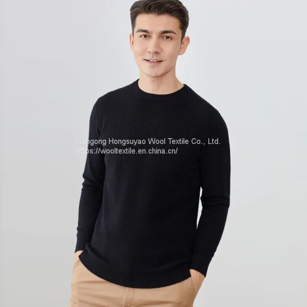 Men Knitted Cashmere Jumper Sweaters Black Cashmere Wool Sweater Price photo-3