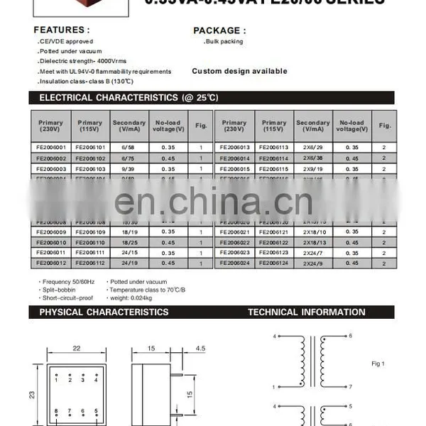 PCB Mount Encapsulated Transformer EI20 Isolating Transformer photo-5