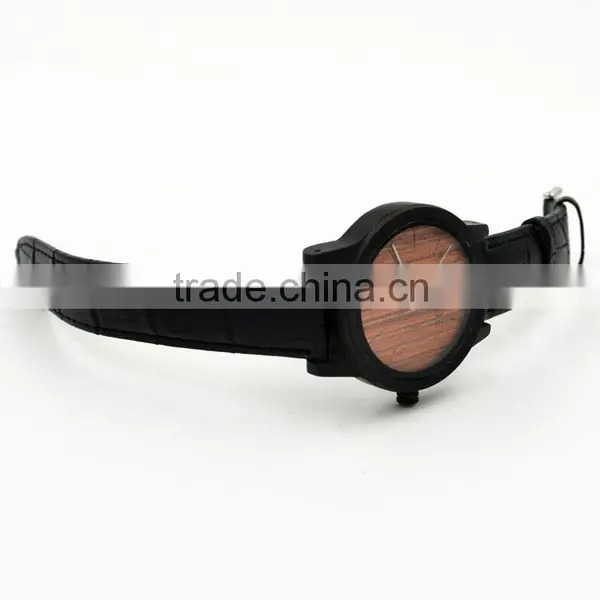 Wholesale Fashion Wood Watch Men Custom Logo Wrist Watch With Genuine Leather Band photo-4