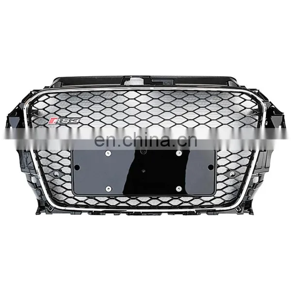 RS3 Front Bumper Grill for Audi A3 Material Black RS3 High Quality Radiator Center Honeycomb Grills no LOGO Style 2014 2015 2016 photo-4