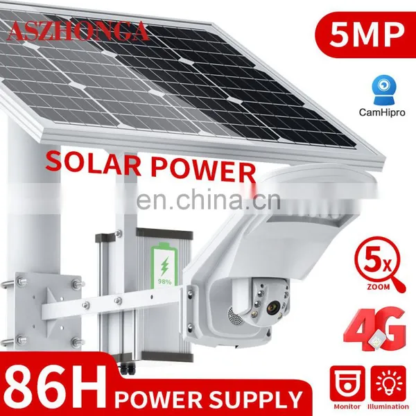 HD 5MP 5X ZOOM Security IP Camera Floodlight 3G 4G SIM Card Outdoor PTZ CCTV Surveillance Cam 60W 30AH Battery Solar Panel CamHi photo-2