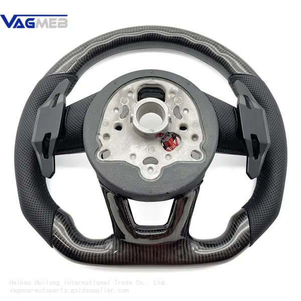 For Audi A4 B9 Heated Carbon Fiber Perforated Black Stitching Steering Wheel With S /RS Logo Accessories photo-3