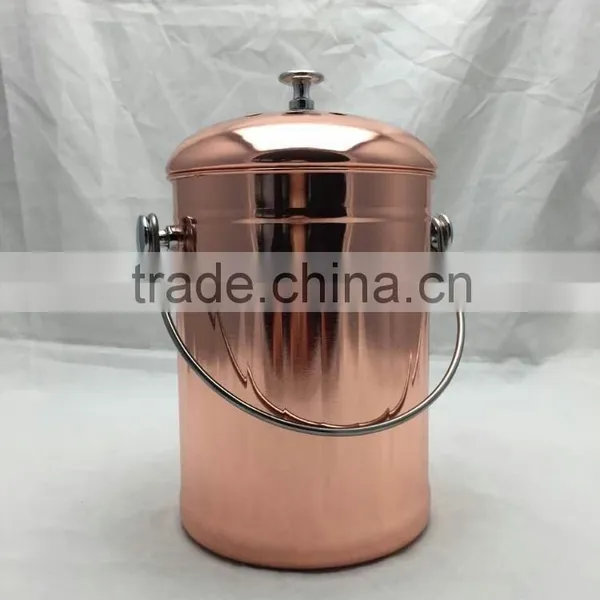 Copper-Plated Stainless Steel Compost Bin With Two Odor-Absorbing Filters - 1 Gallon photo-2