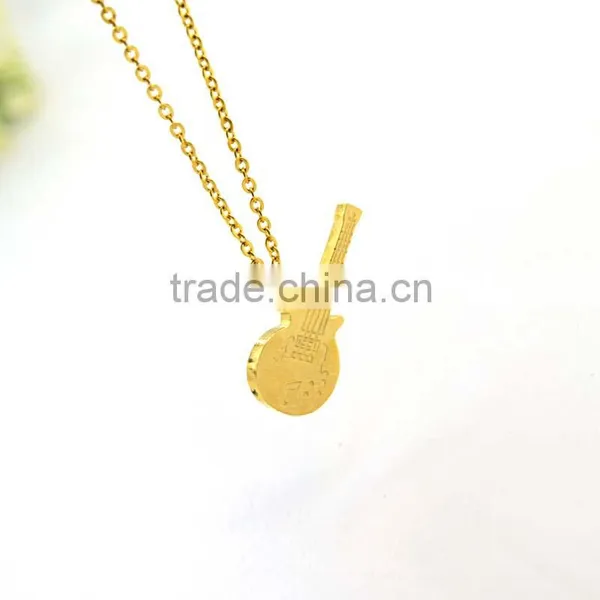 Stainless Steel Gold Necklace Designs in 10 Grams Guitar Pendant Necklace Supplier's Choice photo-3