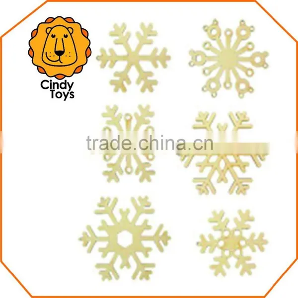 DIY Wooden Craft Hanging Ornaments Snowflakes 6 Pcs for Kids photo-2