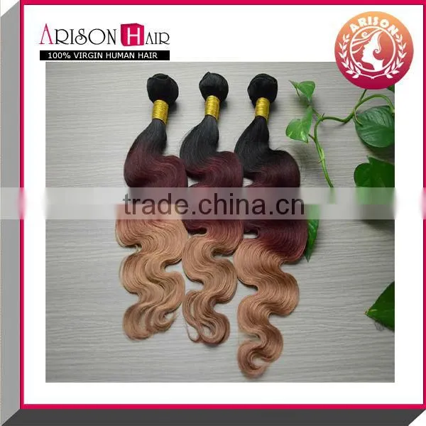 100% Virgin 3 Tone Color Ombre Hair Hairextension 1/33/27 photo-3
