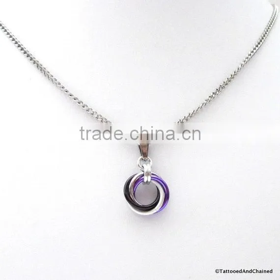 2016 Ace Pride Pendant Necklac, Chainmail Love Knot Asexual Pride Jewelry Circle Pendant Necklace Woman photo-2