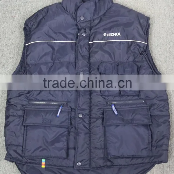 Mens 100% Nylon and Polyester Padding Winter Vest & Waistcoat With Pocket