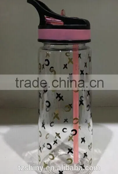 BPA Free Portable TRITAN Bottle With Straw and Ice Stick Plastic Water Bottle With Printing Design photo-2