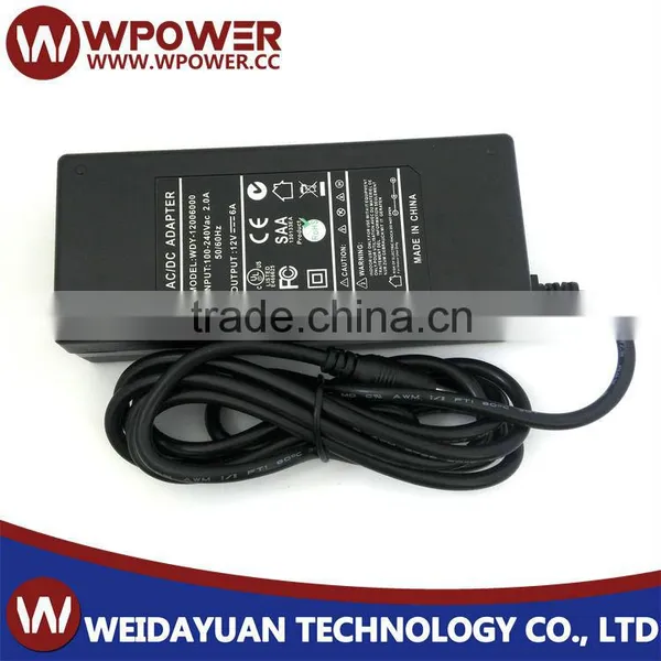 Professional High Quality LCD Power Adapter Supply C-tick CE UL KC 12v 6a Charger