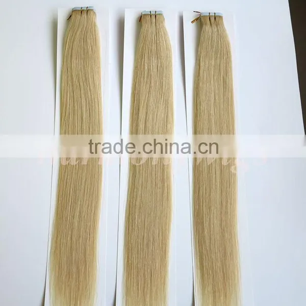 Top Quality Tape in Hair Extensions Human Hair 18 20 22 24inch 2g&2.5g/1pcs #60/Platinum Blonde Customized Color and Length photo-3