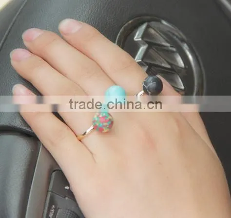 New Style Turquoise Alloy Ring With Unique Various Color Ball photo-3