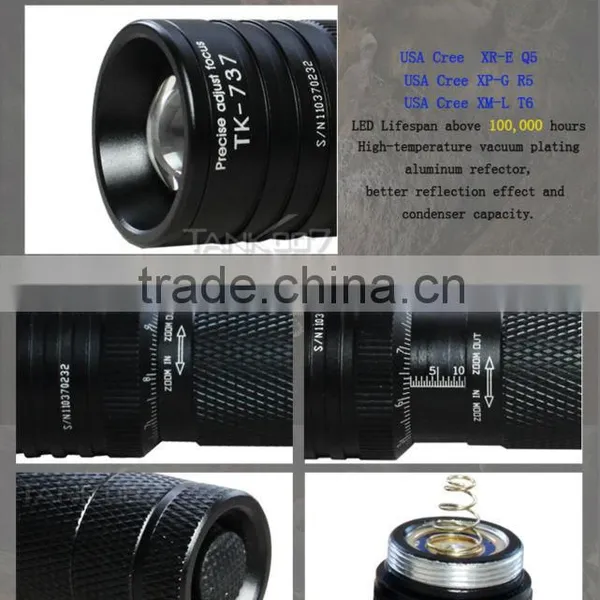 5 Modes Zoomable Led Torch With 1*18650 or 2*CR123 Bettry photo-6