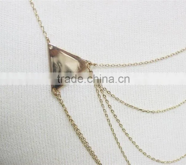 Triangle Layered Necklace Gold Smooth Surface Metal Necklace 2016 Fashion Style Wholesale photo-3