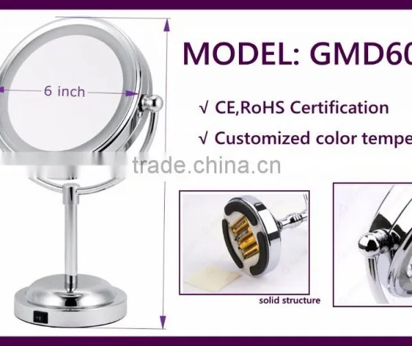 Led Small Metal Craft Cosmetic Vanity Mirror photo-3