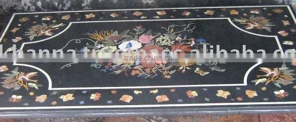 Pietra Dura Marble Inlay Dining Table Top, Inlay Marble Table Tops