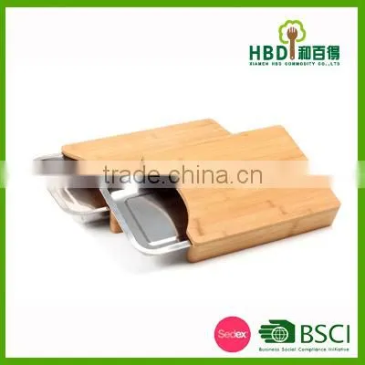 Wooden Bamboo Kitchen Cutting Board With S/s Tray photo-2