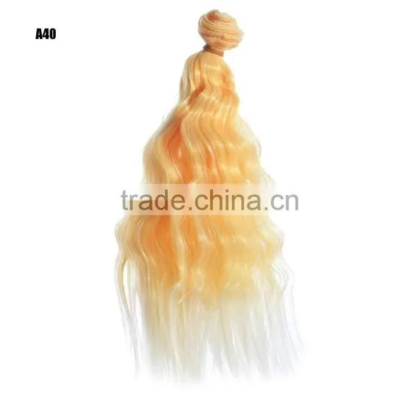 25cm Long Ombre Wavy Hair Curly Extension Bundles for Doll photo-2