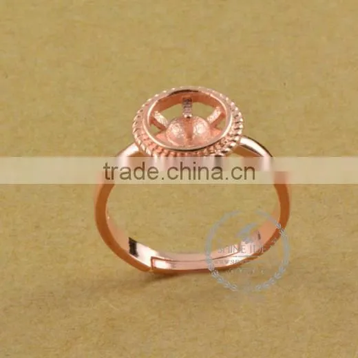 7.5mm 925 Sterling Silver Rose Gold Simple Pattern Round Bezel Ring Base Blank Supplies DIY Findings 1216003 photo-2