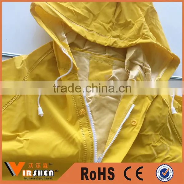 Profession OEM Beautiful Yellow Polyester Raincoats Long Sleeve Waterproof Rain Coats for Promotion photo-3