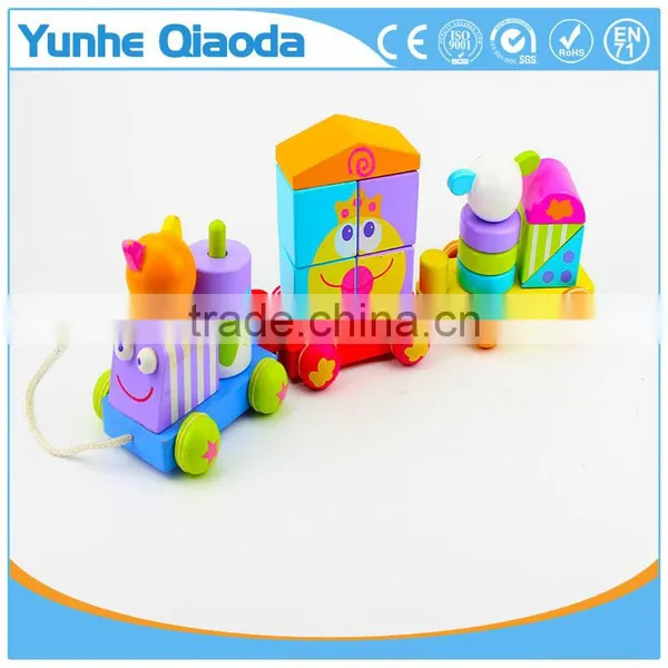 Colorful Wood Stocking Train Toys Animal Shape Blocks Education Gift photo-4