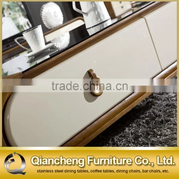 Glass Top tv Stand Wooden Cabinet Modern Hotel Furniture photo-4