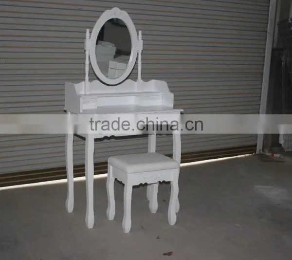 French Style White Wooden Dressing Table With Stool/White K/D Dresser/Modernstyle Dressing Table photo-5