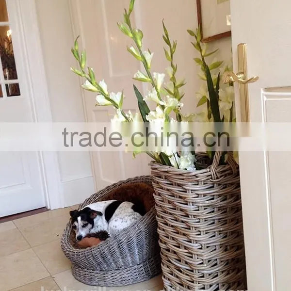 Rustic Round Wicker Umbrella Stand Basket photo-4
