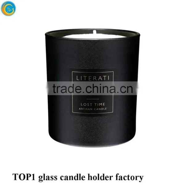 Matte Black White Glass Candle Holder With Wooden Lid photo-4