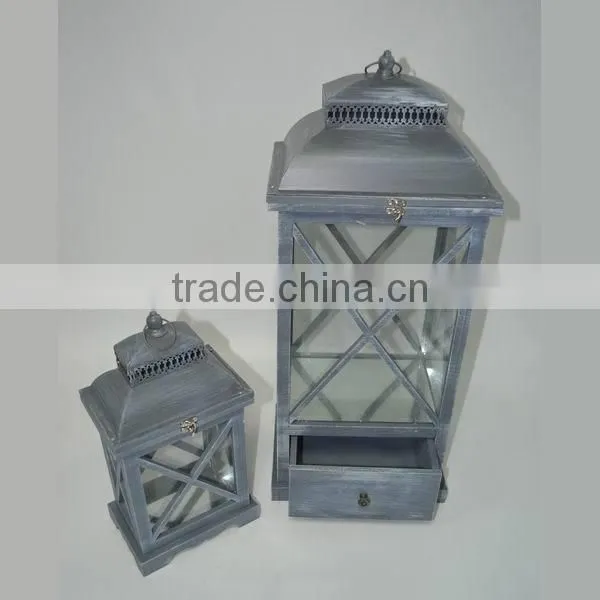 Brown Wooden Candle Lantern With Drawers photo-2
