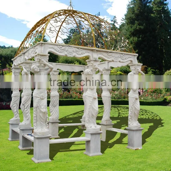 Hot Sale Modern Home Decor Marble Carving Garden Luxury Gazebo photo-5