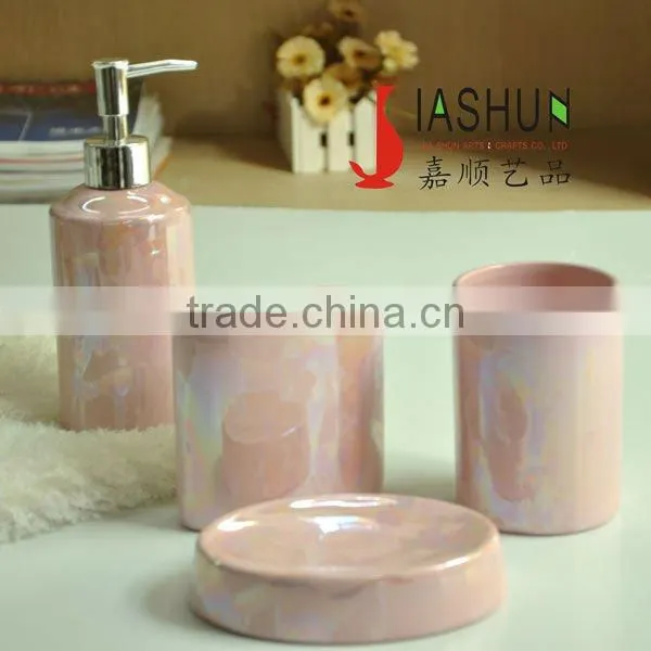 Pink Bathroom Appliances Ceramic Bathroom Set
