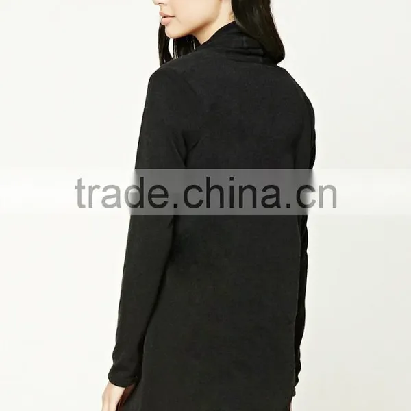 OEM Women Fashion Long Sleeve Plain Dyed Black Brushed Shawl Collar Cardigan Sweaters photo-4