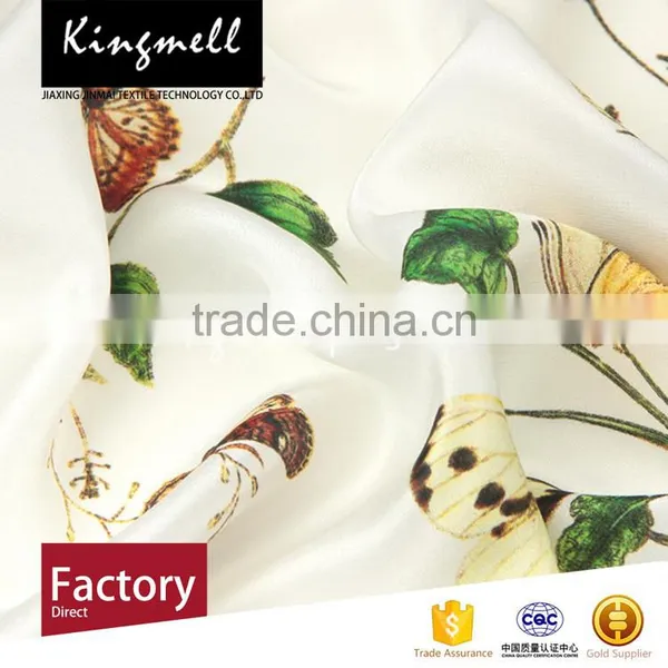 Custom High-end Butterfly Digital Printed Silk Crepe de Chine Fabric photo-3