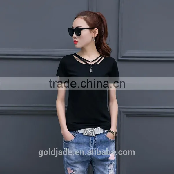 New Casual Women Blank T Shirt Customized New Fashion Design Girls t Shirt photo-3