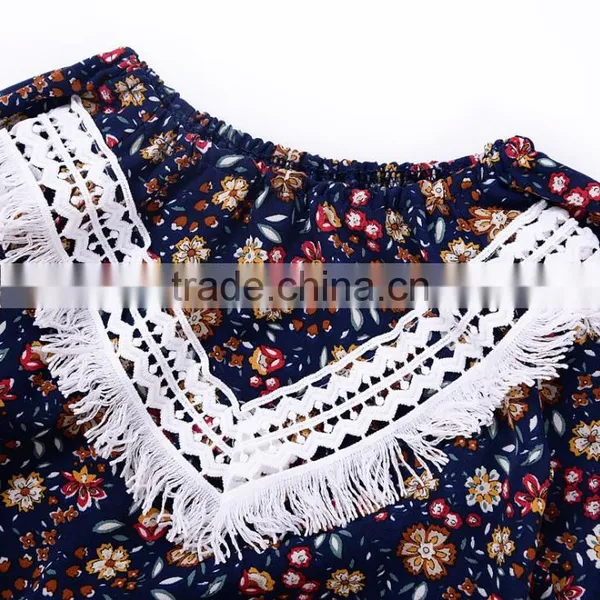 Infant Babies Cotton Tassel Jumpsuits Long Sleeve Floral Romper photo-2