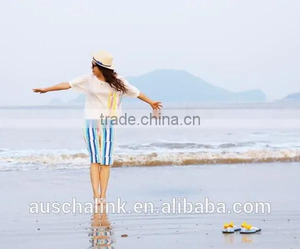 OEM Service Outdoor Fashion Colorful Stripe Beach Girl Short Pants photo-5