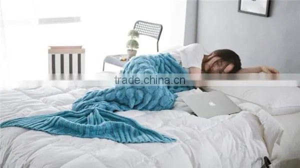 TV Blanket Knitted Fish Scale Mermaid Tail Blanket Colorful Sleeping Bag photo-2