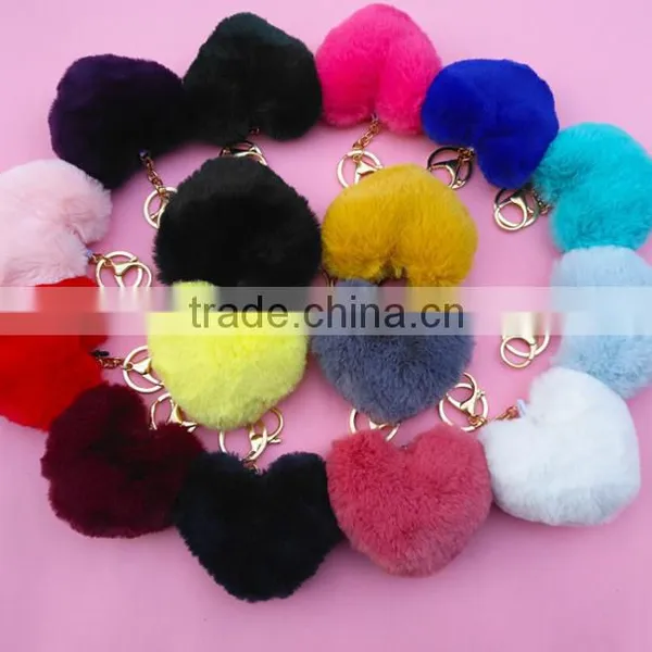 2017 New Design Rainbow Color Fur Pom Pom Keychain Bag Charms Wholesale Fur Ball Bag Charms Fur Ball Charms for Woman Hand Bags photo-4