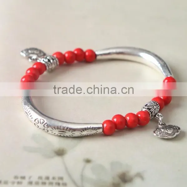 F20028N Wholesale Women Bracelet Natural Stone Beaded Custom Bracelets Silver Hand Chains photo-2