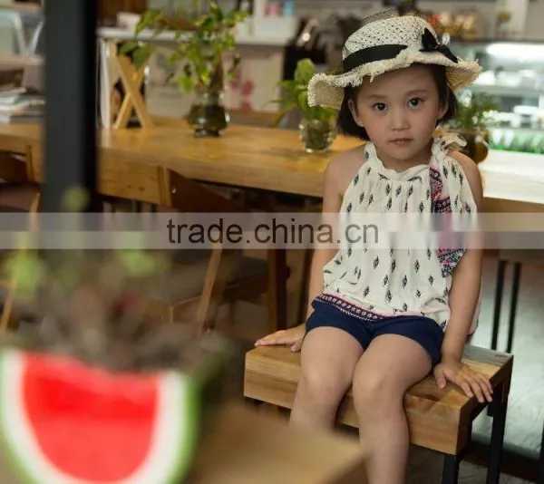 Lovely Fashion 2016 Girl Sleeveless Blouse Summer Blouse off Shoulder Blouse Bright Color Baby Girl Printed Dress for Summer photo-3