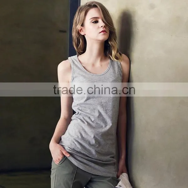 2016 Good Quality China Promotional 100% Cotton Custom Blank Tank Top for Women photo-5