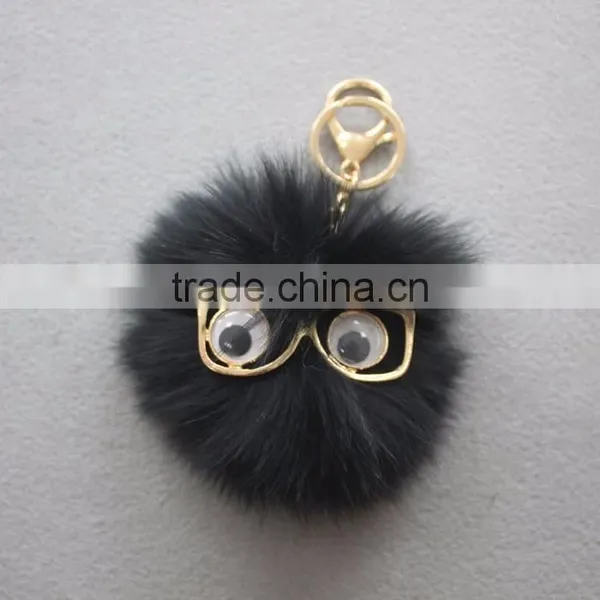 Myfur Cute Style White Fox Fur Pom Pom Keychain Customized Bag Charm photo-4