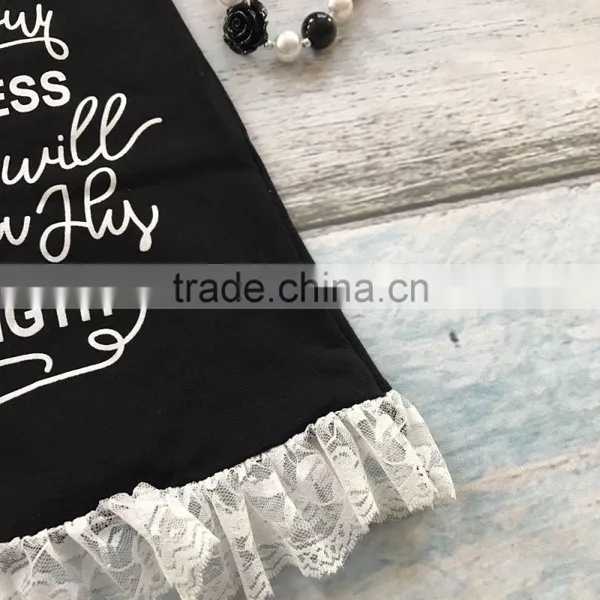New Baby Girls Clothing Black Cotton Knee-length Straight Boutique His Strength Lace Dress Weakness With Match Accessories photo-5