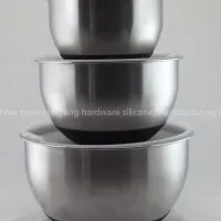 Stainless Steel 3pce Set Silicone Black Mixing Bowl photo-3