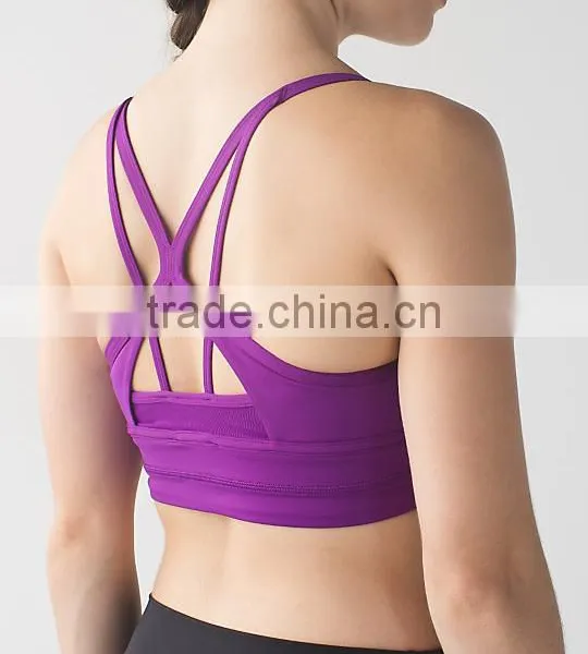 Custom 88% Polyester 12% Spandex Sexy Bra Purple Gym Wear for Women photo-4