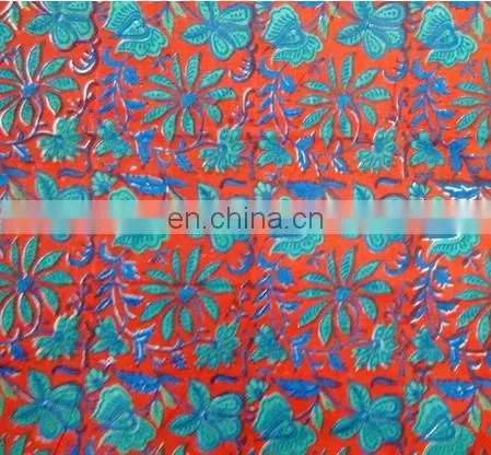 Indian Cotton Block Printed Floral Sanganeri Handmade Jaipuri Textile Wholesaler / Fabric / 100% Cotton Fabric