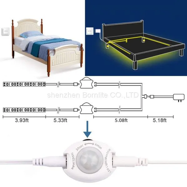 Facoty Price DC12V Warm White Bed Led Motion Sensor Strip Lighting photo-5